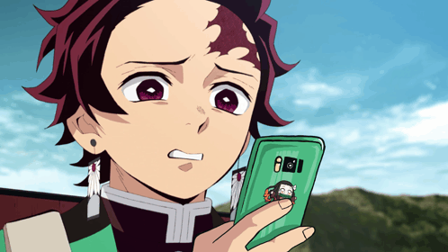 tanjiro-looking-at-phone-disgusted.gif