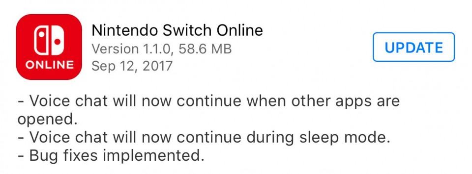 Switch online app update